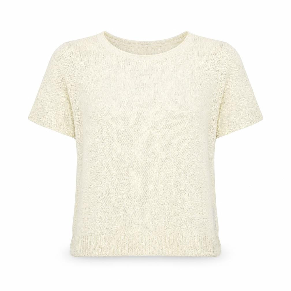 Front view of M&Co women’s white scoop neck acrylic jumper, size UK 14