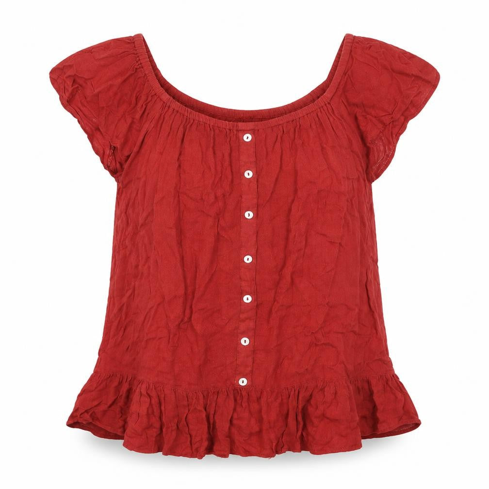 intuition Womens Red Cotton Basic Blouse Size 8 Scoop Neck