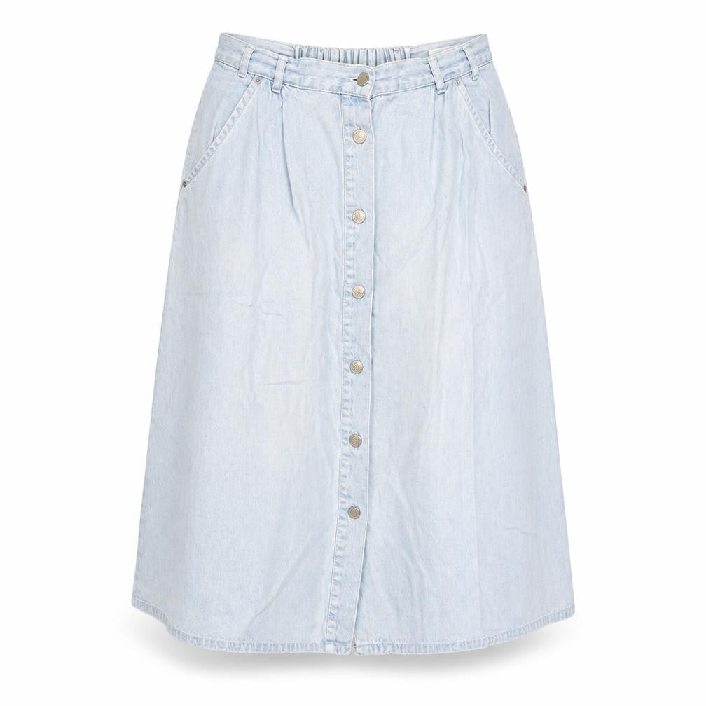 Preworn Womens Blue Cotton Swing Skirt Size 32 in Button