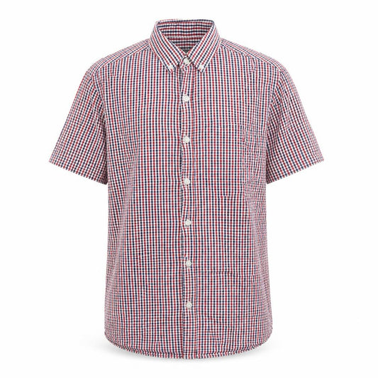 Primark Mens Red Plaid Cotton Button-Up Size M Collared Button
