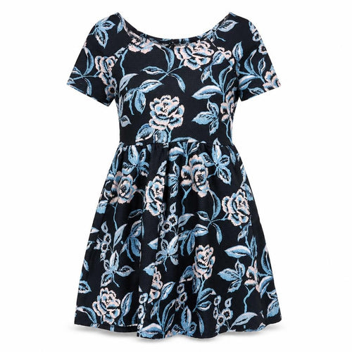 Dorothy Perkins Womens Blue Floral Polyester Fit & Flare Size 10 Scoop Neck Pullover
