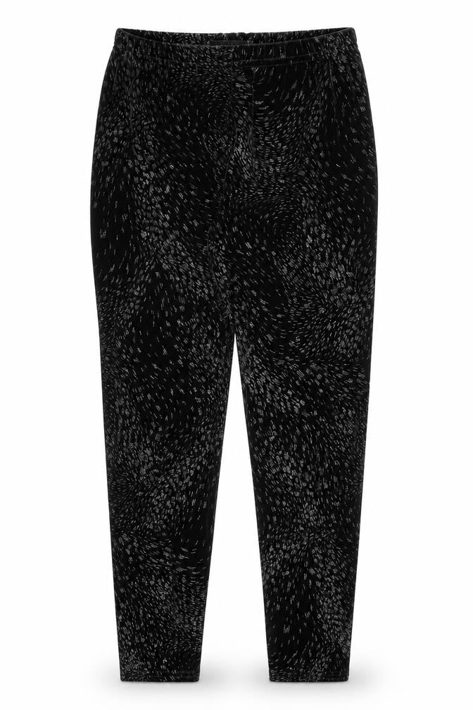 Front view of Signage women’s black geometric polyester jogger leggings, size UK 10