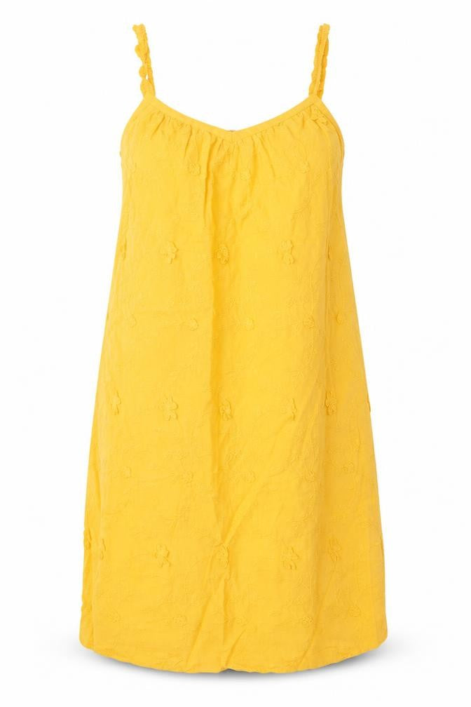 Per Una Womens Orange 100% Cotton Slip Dress Size 6 V-Neck Pullover - 3D Flowers