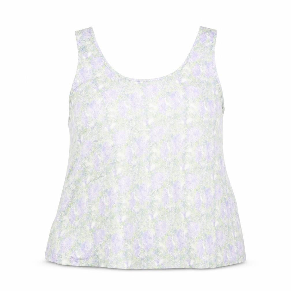 Front view of Marks & Spencer women’s green viscose basic tank, size UK 14, scoop neck