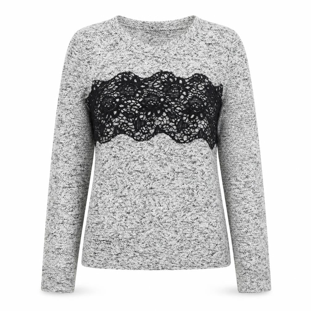 Front view of Next women’s grey round neck polyester jumper, size UK 6