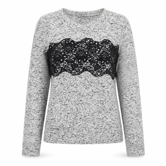 Front view of Next women’s grey round neck polyester jumper, size UK 6