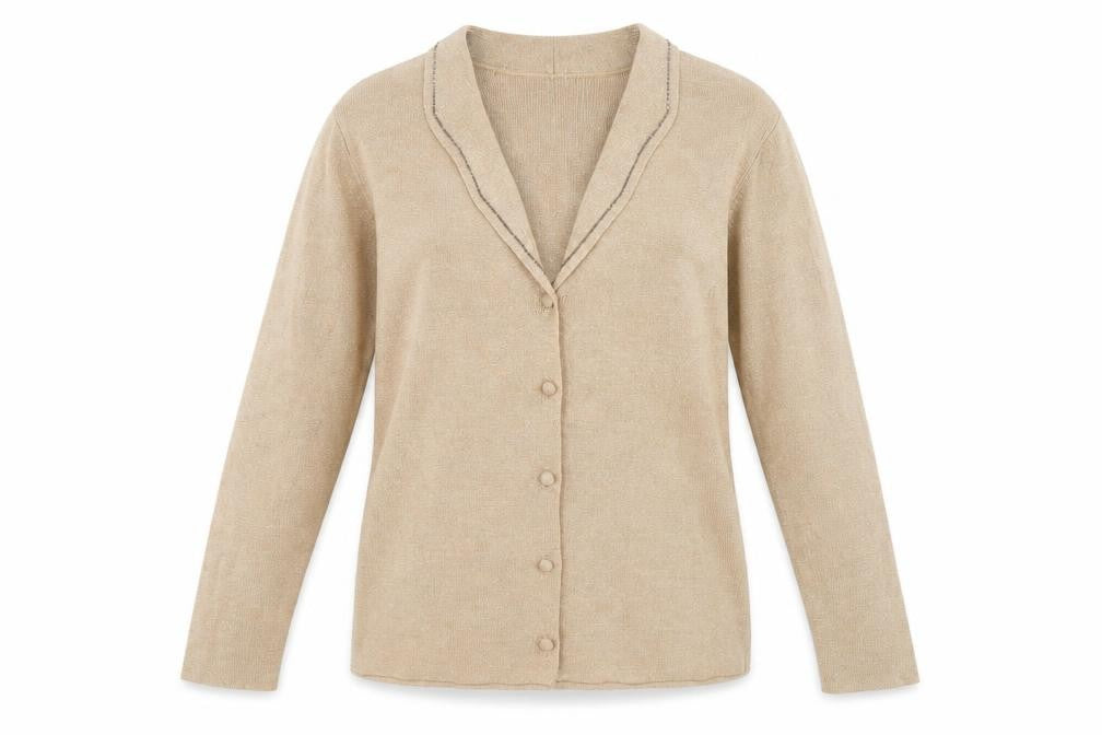 Emreco Womens Gold Collared Cotton Cardigan Jumper Size 8