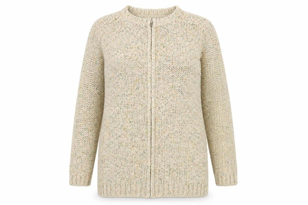 Topshop Womens Multicoloured Scoop Neck Acrylic Full Zip Jumper Size 8