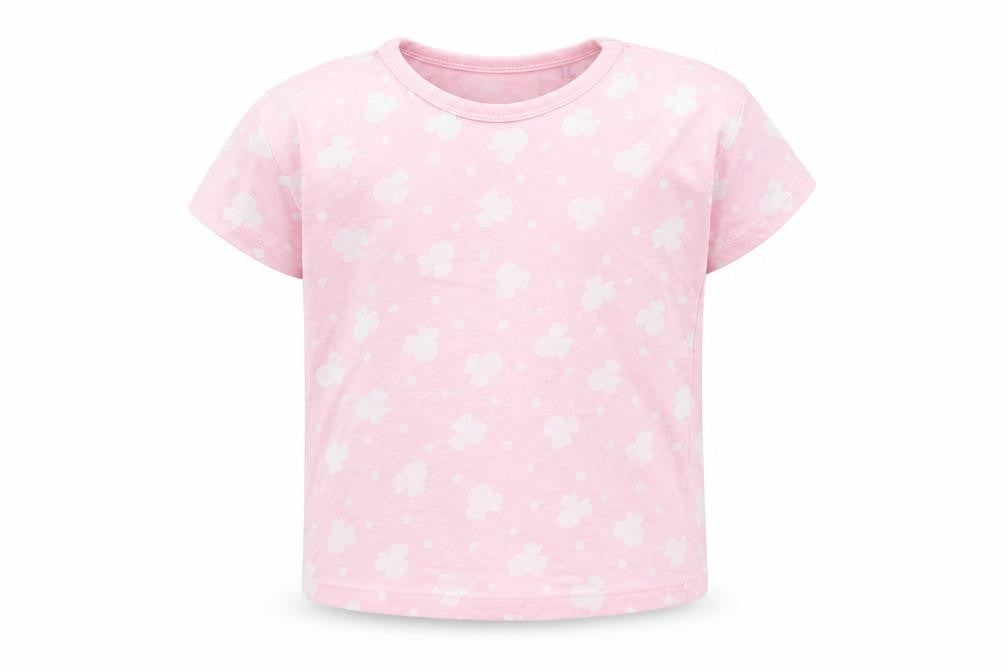 Front view of George girls’ pink geometric cotton basic t-shirt, size 2-3, years round neck pullover