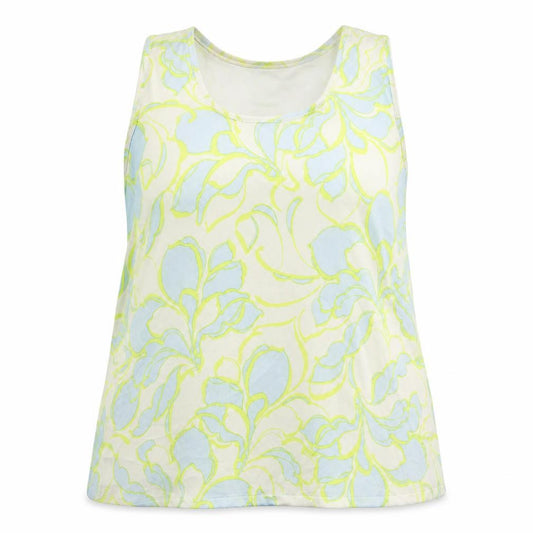 Front view of Marks & Spencer women’s white geometric polyester basic tank, size UK 18, scoop neck
