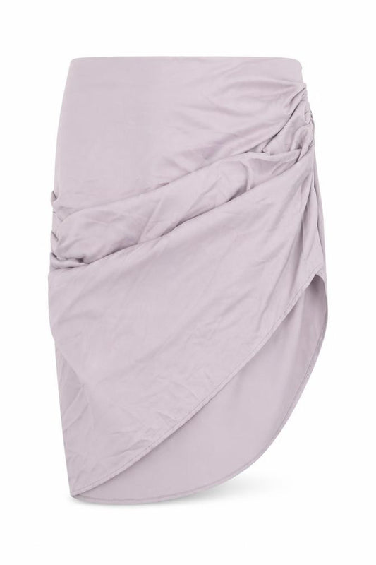 Front view of Boohoo women’s purple polyester tulip skirt, size UK 10, zip