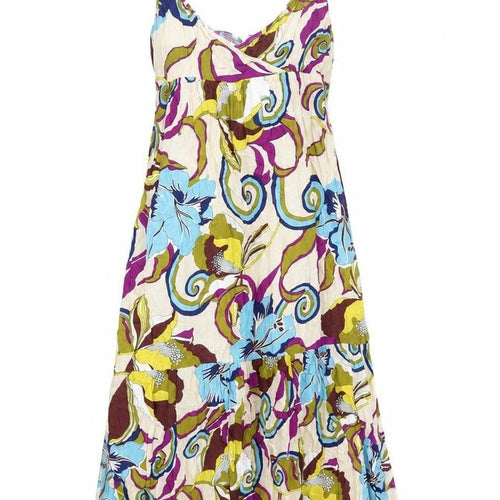 Keilo Womens Multicoloured Floral Cotton Tank Dress Size 8 Scoop Neck Pullover