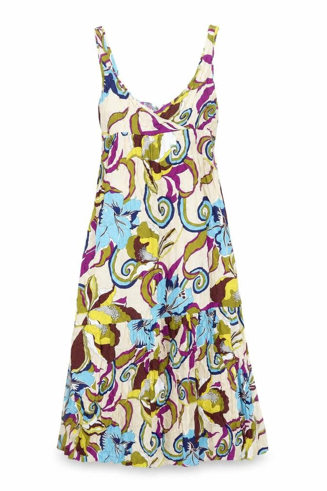 Keilo Womens Multicoloured Floral Cotton Tank Dress Size 8 Scoop Neck Pullover