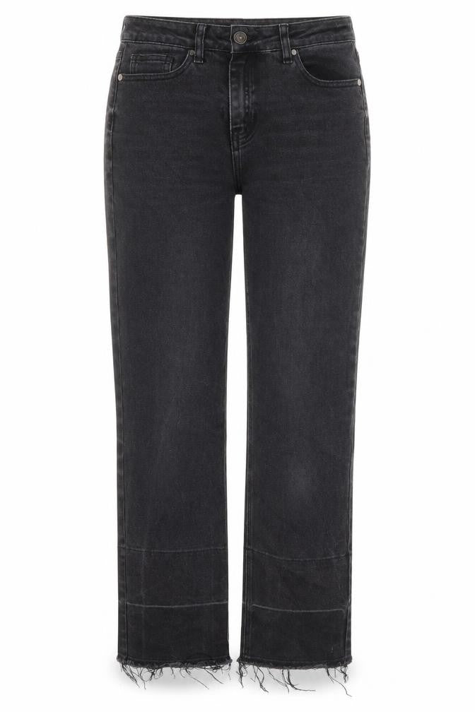 Front view of Next women’s grey cotton straight jeans, size UK 6, regular zip