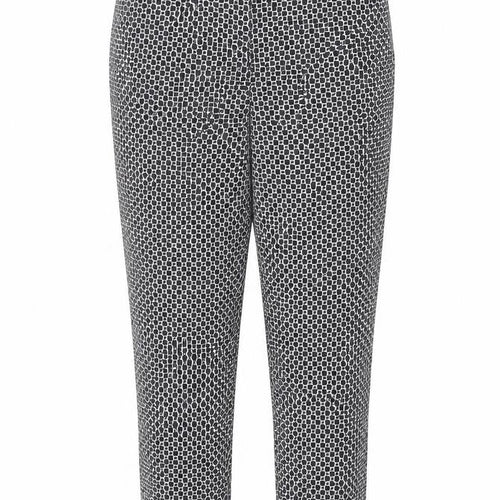 Oasis Womens Black Geometric Cotton Cropped Trousers Size 12 Regular Zip