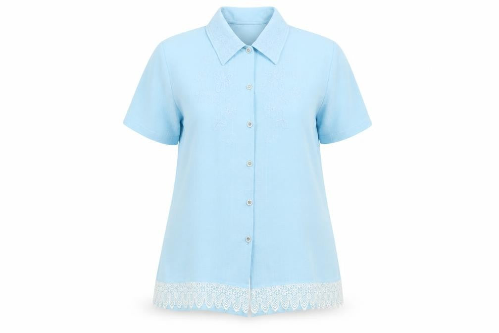 Adam Collection Womens Blue Polyester Basic Button-Up Size 18 Collared