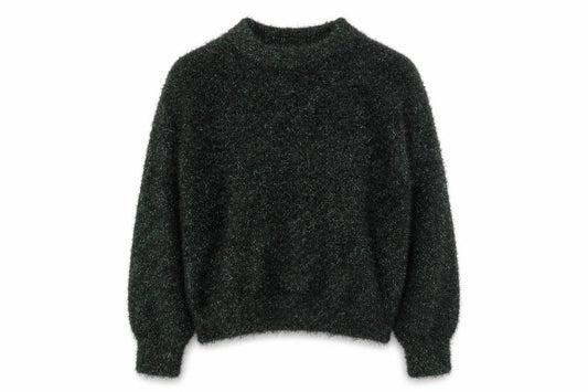 Front view of H&M women’s black round neck polyester jumper, size S