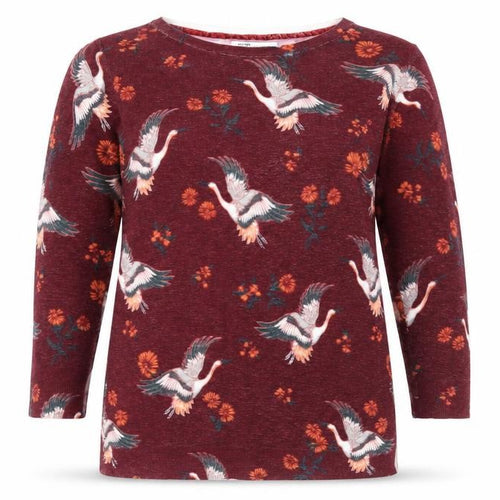 Debenhams Womens Purple Round Neck Floral Viscose Pullover Jumper Size 6 - Bird Pattern
