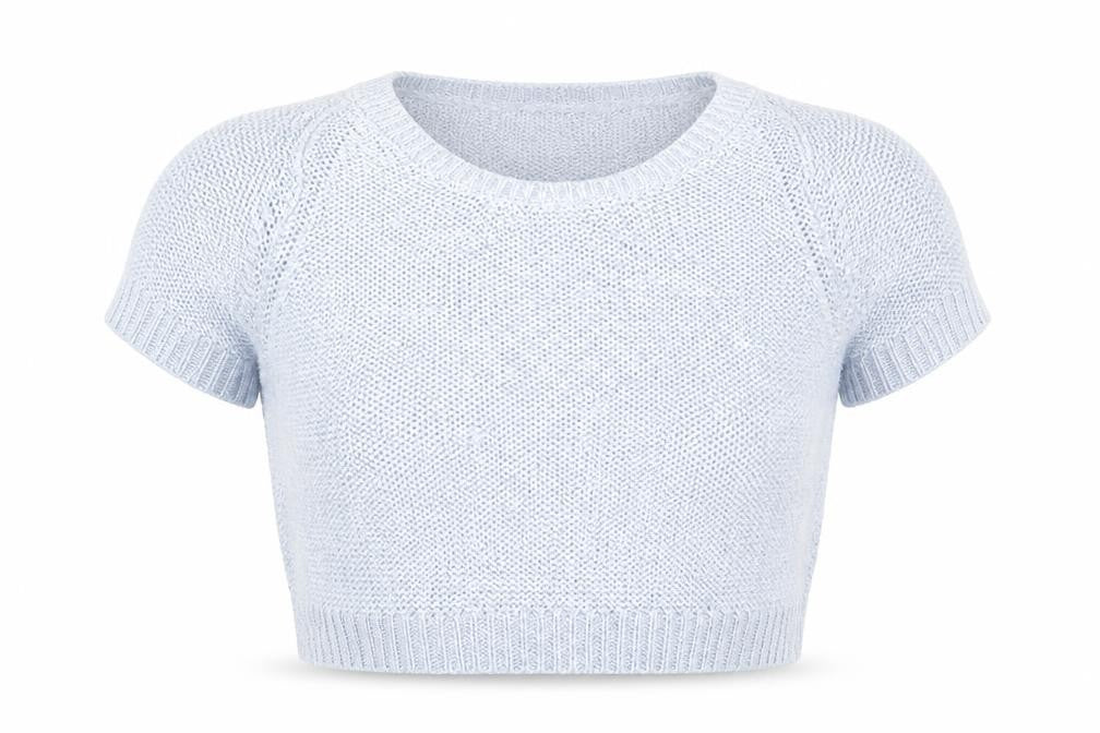 Front view of F&F women’s blue round neck acrylic jumper, size UK 18