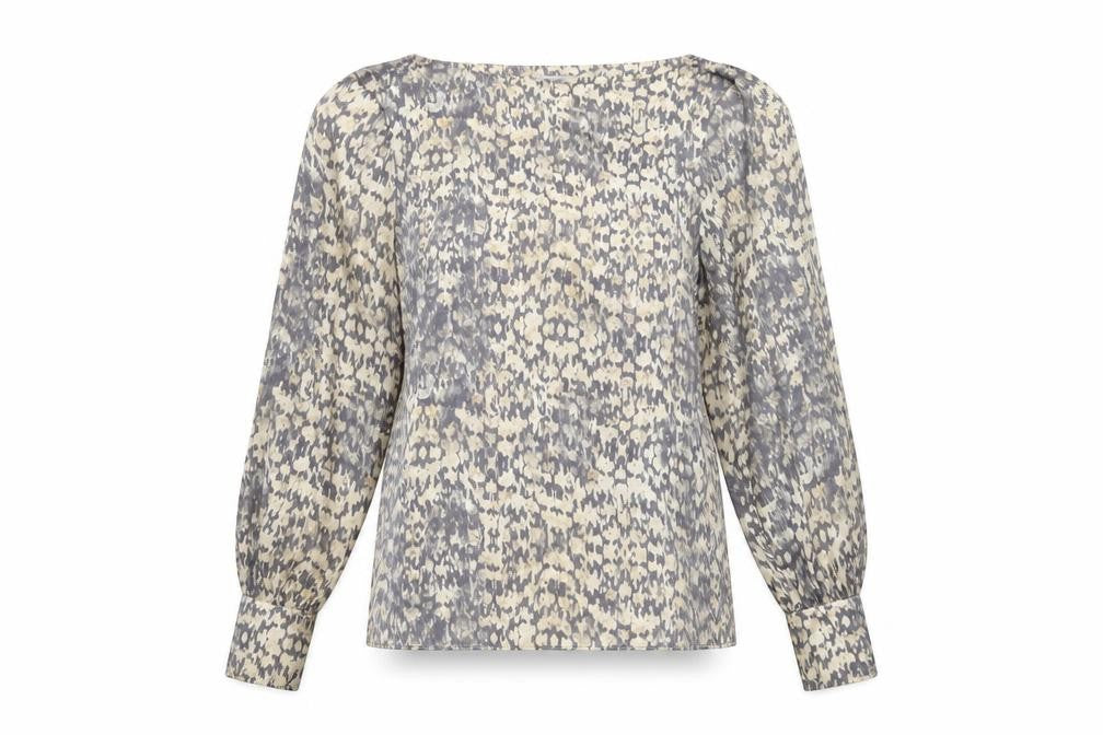 H&M Womens Multicoloured Geometric Polyester Basic Blouse Size 8 Boat Neck