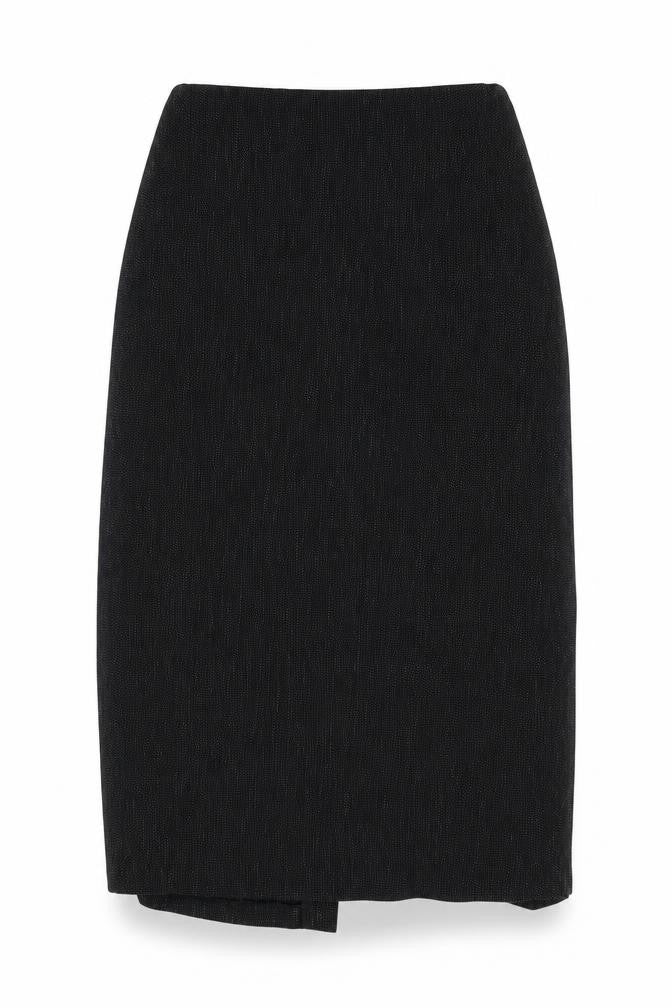 Preworn Womens Black Polyester Straight & Pencil Skirt Size 12 Zip