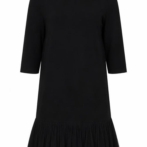 TU Womens Black Viscose T-Shirt Dress Size 8 Boat Neck Pullover