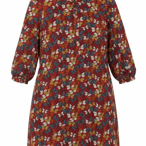 Ness Womens Pink Geometric Viscose Shirt Dress Size 14 Collared Button - Butterfly Pattern