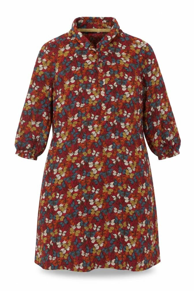 Ness Womens Pink Geometric Viscose Shirt Dress Size 14 Collared Button - Butterfly Pattern