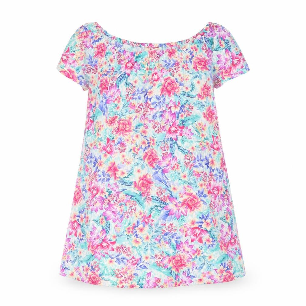 Front view of Accessorize women’s multicoloured floral viscose a-line, size XS, boat neck pullover