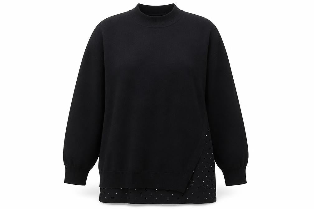 Front view of Next women’s black round neck viscose jumper, size M