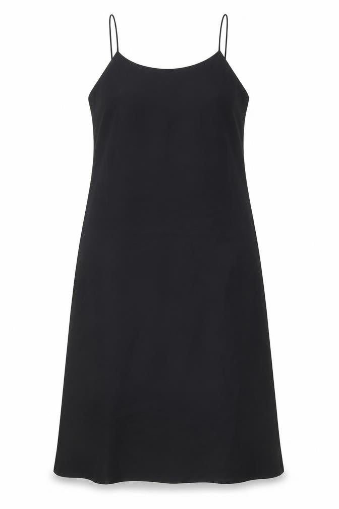 Front view of Aeffe Spa women’s black acetate a-line, size UK 12, round neck pullover