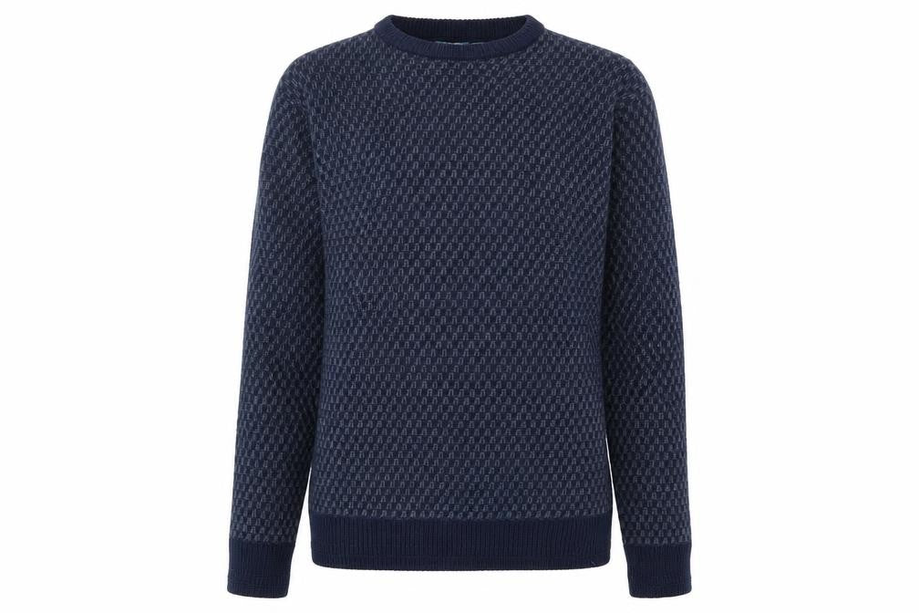 Front view of Knot so bad women’s blue round neck acrylic jumper, size S