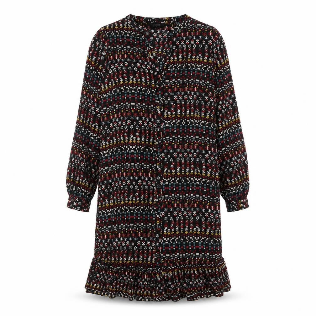 Front view of Papaya women’s multicoloured geometric polyester mermaid, size UK 10, v-neck button