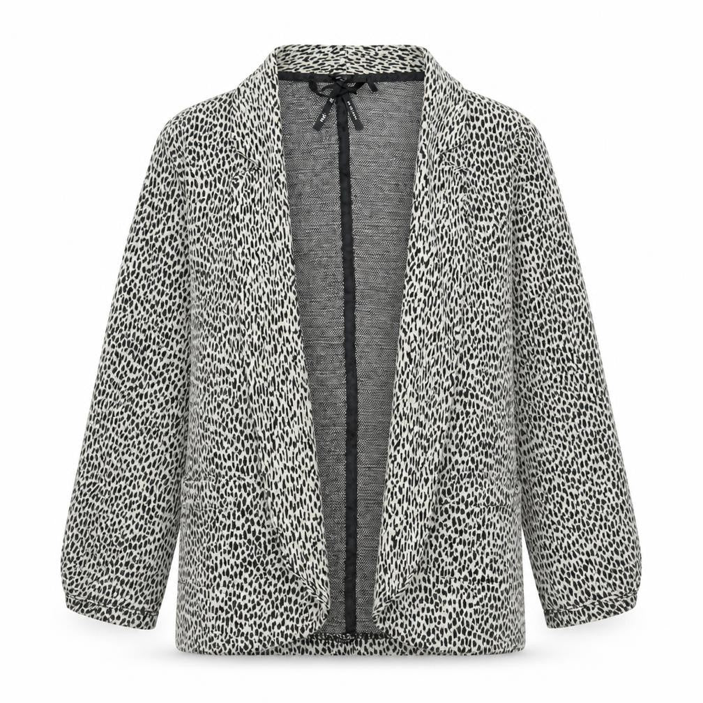 Front view of Next girls’ brown geometric overcoat coatigan, size 7, years pullover
