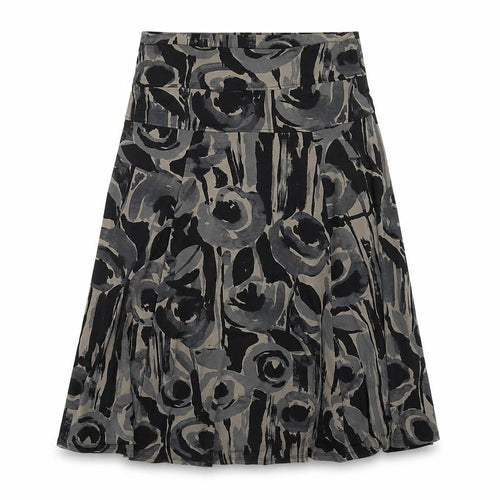 Preworn Womens Black Geometric Polyester Swing Skirt Size 34 in