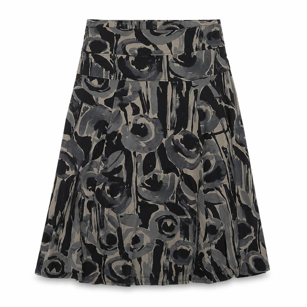 Preworn Womens Black Geometric Polyester Swing Skirt Size 34 in