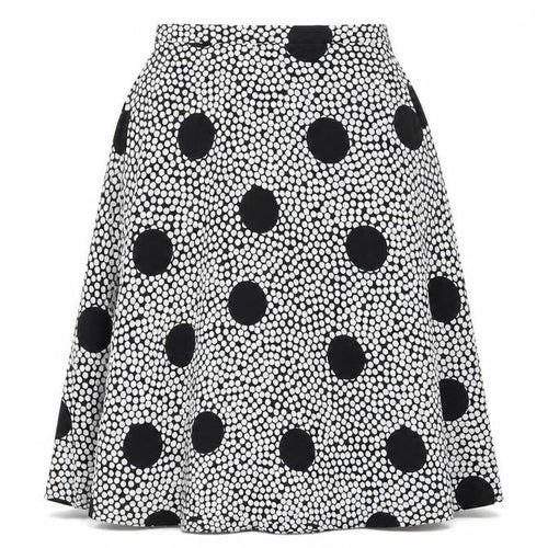 Preworn Womens White Polka Dot Polyester Swing Skirt Size 32 in Zip