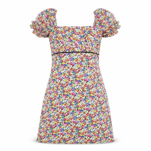 Topshop Womens Multicoloured Floral Polyester Ball Gown Size 10 Square Neck Zip