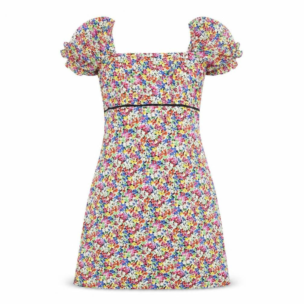 Topshop Womens Multicoloured Floral Polyester Ball Gown Size 10 Square Neck Zip