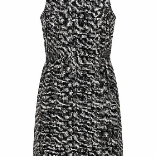 INDISKA Womens Black Geometric 100% Cotton A-Line Size S Boat Neck Button