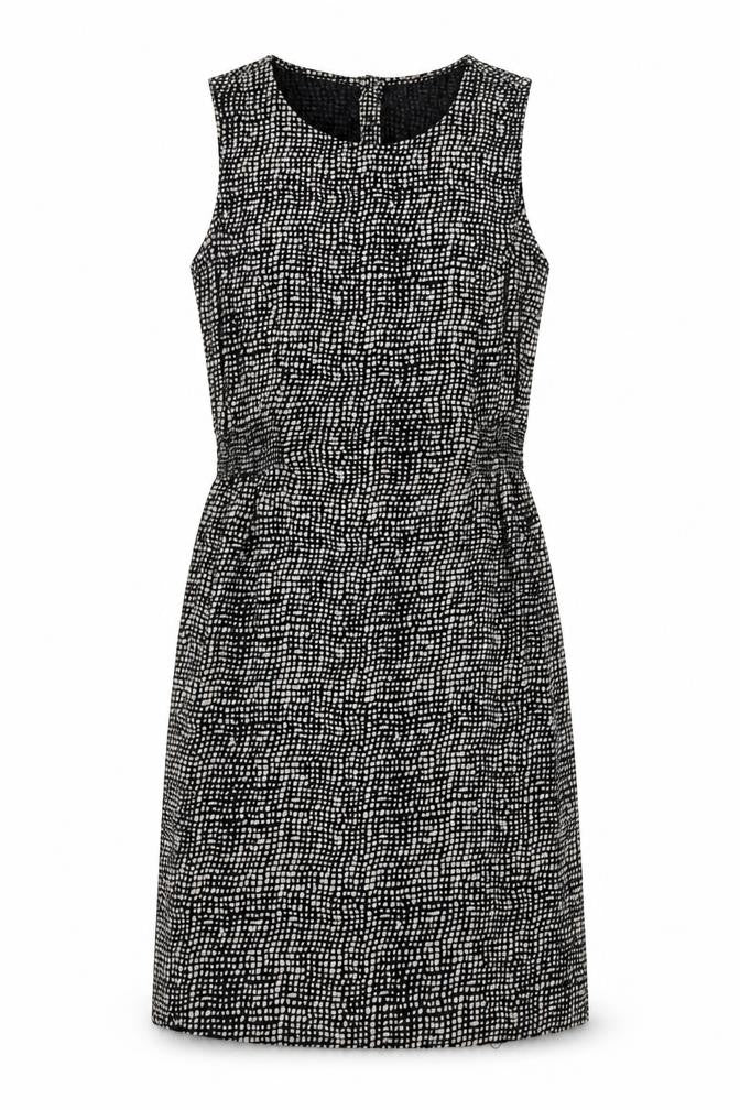 INDISKA Womens Black Geometric 100% Cotton A-Line Size S Boat Neck Button