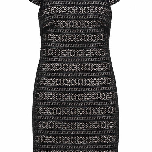 Marks and Spencer Womens Black 100% Cotton Pencil Dress Size 8 Square Neck Pullover