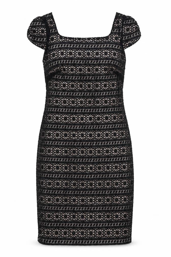 Marks and Spencer Womens Black 100% Cotton Pencil Dress Size 8 Square Neck Pullover