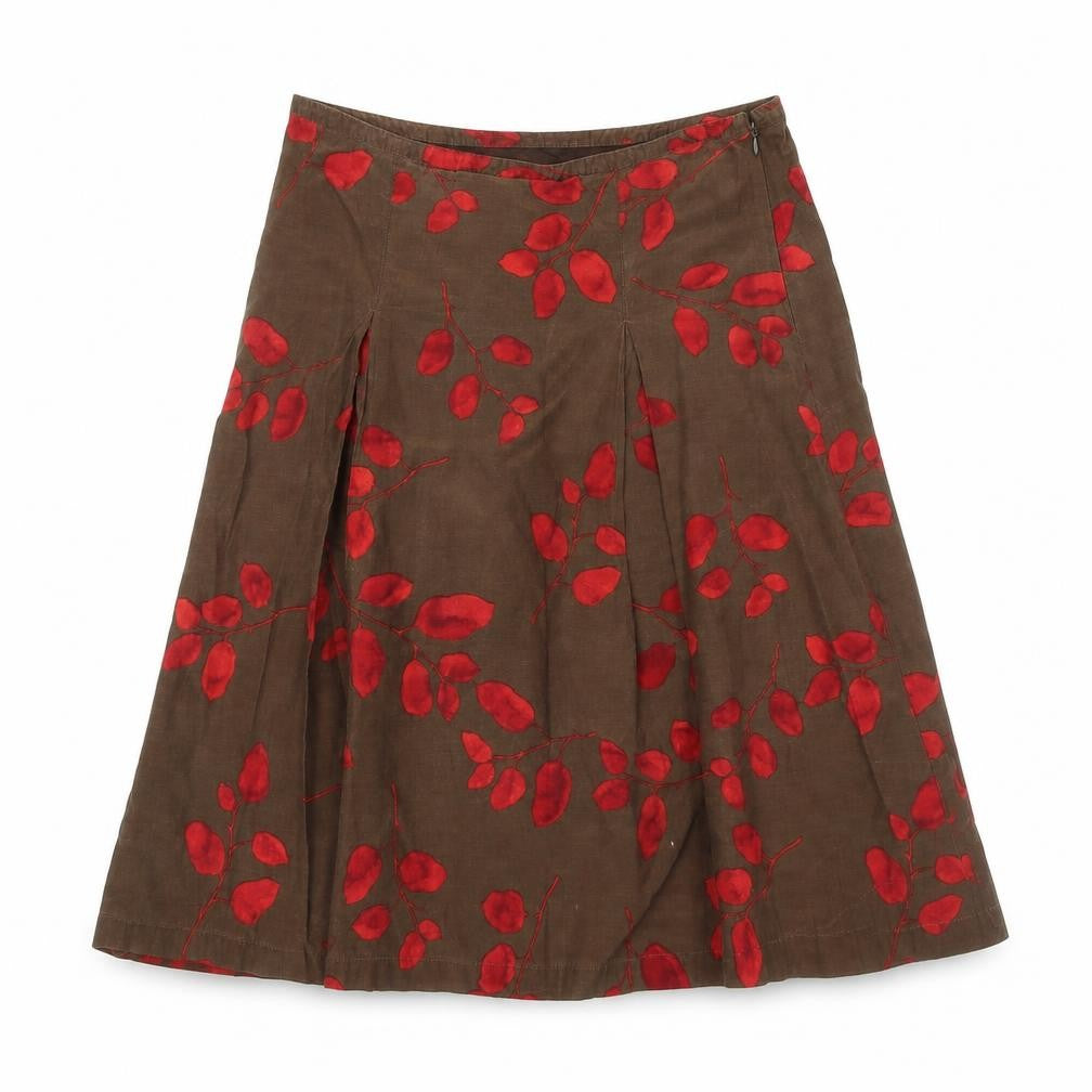 Jackpot Womens Brown Floral Cotton Swing Skirt Size 10 Zip