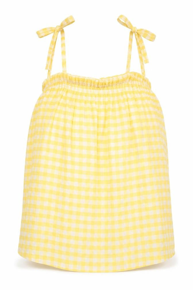 George Womens Yellow Check Viscose Camisole Tank Size 12 Square Neck - Gingham Tie Shoulder