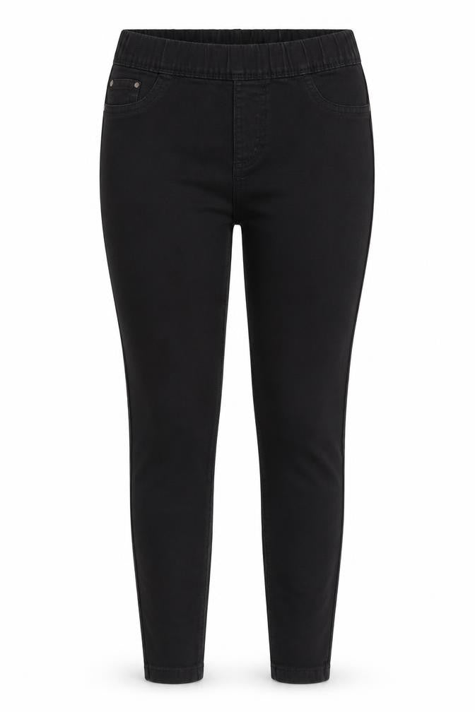 Front view of Denim & Co. women’s grey cotton jegging jeans, size UK 12, regular