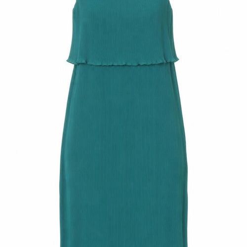 Marks and Spencer Womens Green Polyester Slip Dress Size 10 Square Neck Pullover - Plisse