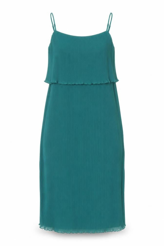 Marks and Spencer Womens Green Polyester Slip Dress Size 10 Square Neck Pullover - Plisse