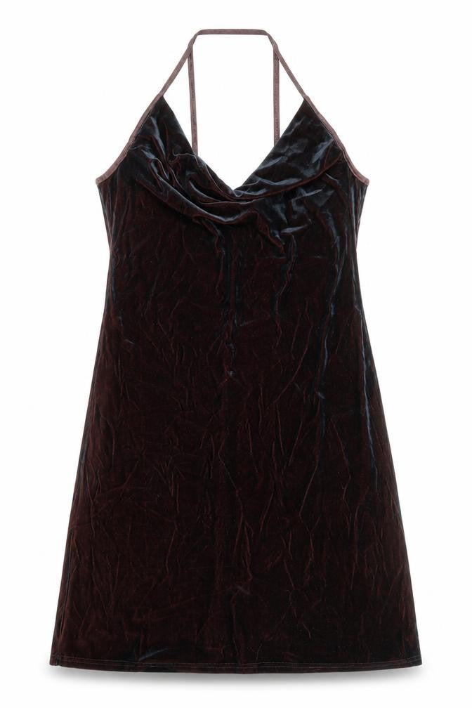 CMD Womens Brown Polyester A-Line Size L Halter Pullover