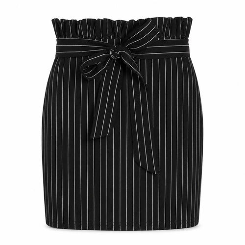 PRETTYLITTLETHING Womens Black Striped Polyester Straight & Pencil Skirt Size 4